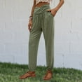 thumbnail image 4 of Ladies Basic Pants Slim Fit Casual Style Elastic Waist Solid Color Sports Outfit, 4 of 7