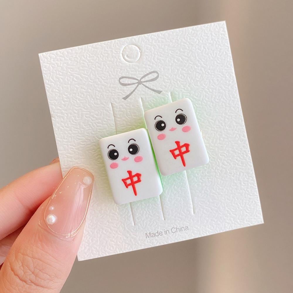 BRAND Factory Price!]Korean Fashion New Simple Mahjong Hair Clip Funny  Chinese Style Cute Photo Bangs Clip Ladies Hair Trim Side Clip 