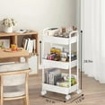 thumbnail image 6 of Cowin 3-Tier Metal Rolling Storage Cart Shelves Rolling Utility Cart Organizer Cart Movable Storage Organizer Bathroom Kitchen Office Workshop White, 6 of 7