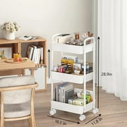 Cowin 3-Tier Metal Rolling Storage Cart Shelves Rolling Utility Cart Organizer Cart Movable Storage Organizer Bathroom Kitchen Office Workshop White
