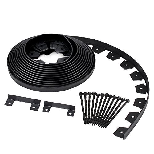 EasyFlex Bordure de Paysage Sans Creusage avec Piquets d'Ancrage Bonus, Bordure de Jardin en Plastique Droit de 1,5 Po de Haut, Kit de 40 Pieds, Noir (3000-40CXX)