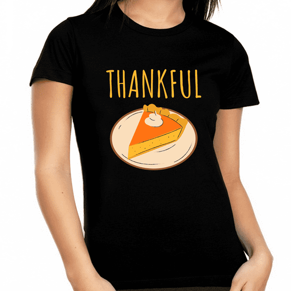 Womens Thanksgiving Shirt Plus Size Autumn Pie Shirt Womens Fall Top Plus Size Thankful Shirts for Women