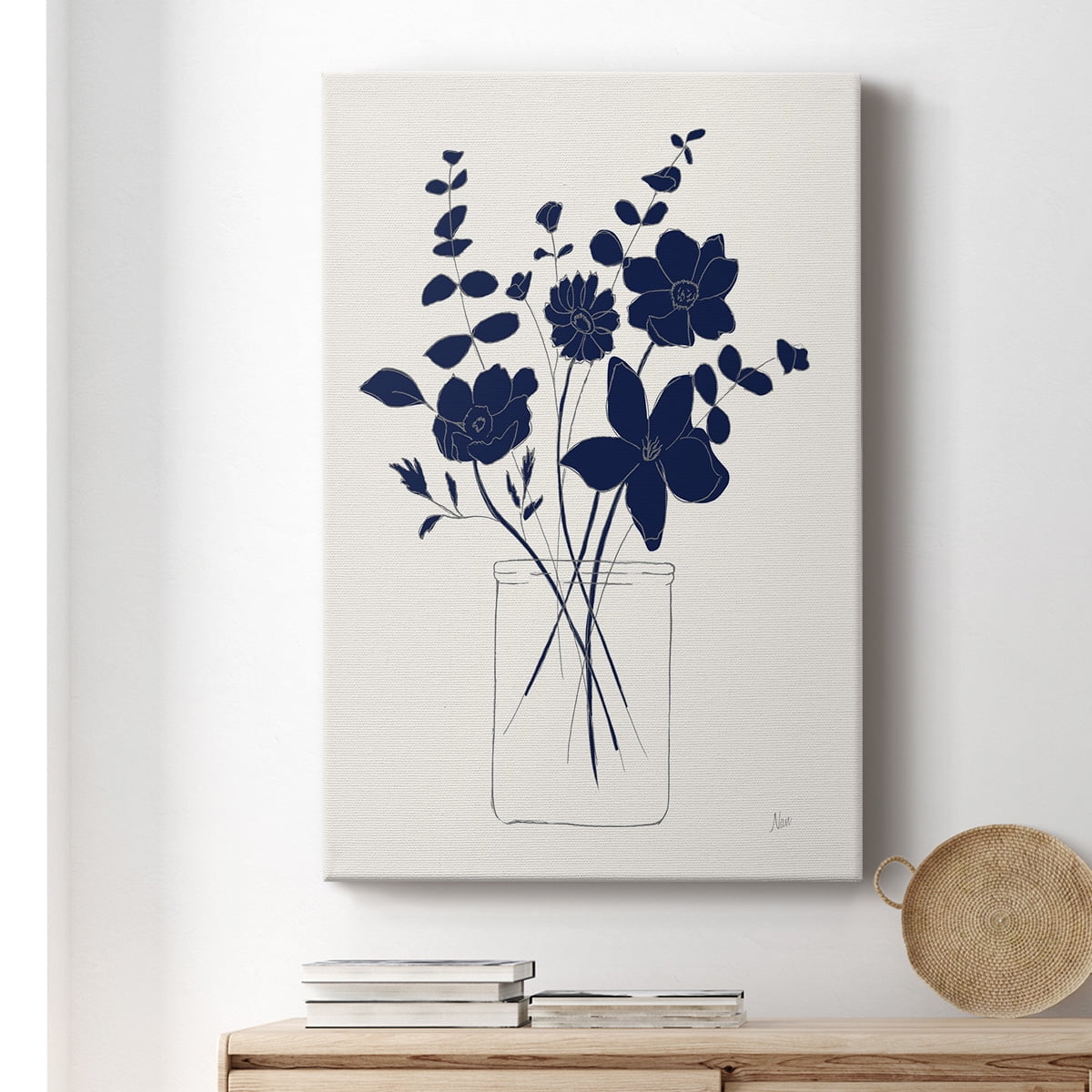 Indigo Sketch Bouquet I Premium Gallery Wrapped Canvas - Ready to Hang