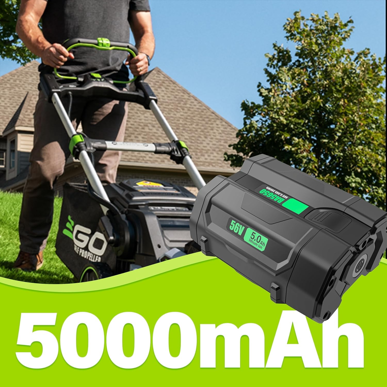56V 5.0Ah Replacement for EGO Power+ Battery BA2800 BA4200 BA1400，Compatible with All 56V Ego Power Tools CS1604 CS1804 CS1403 HT2400 LB5804 LB6500 HTA2000 STA1500 PH1400 PSA1000 CH2100