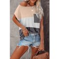 thumbnail image 2 of Encolax Women's Color Block Cap Sleeve T Shirts Summer Casual Tee Tops Apricot XXL, 2 of 5