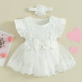 thumbnail image 2 of Wxirdiow Infant Girl Rompers Baby Girl Tulle Romper Sleeveless Bodysuit Ruffle Tutu Smash Outfits White Size,12-18 Months, 2 of 4
