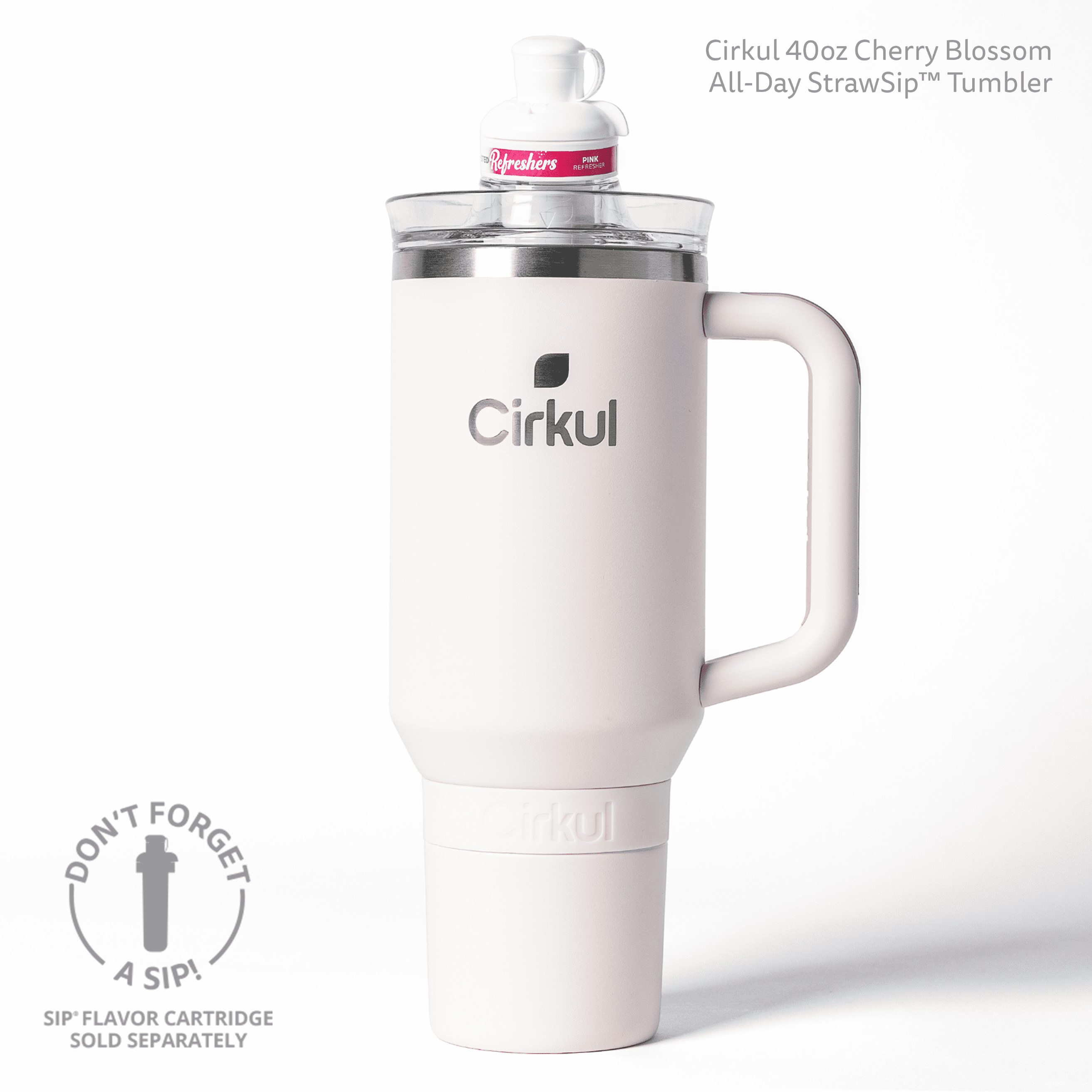 Cirkul 40oz All-Day StrawSip™ Tumbler, Cherry Blossom (Light Pink)., 40oz Cherry Blossom All-Day StrawSip™ Tumbler.