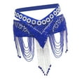 thumbnail image 1 of Falda de danza del vientre con cuentas brillantes y cadena de cristal para práctica de cadera Azul oscuro, 1 of 9
