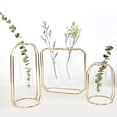 thumbnail image 3 of Glass Vases with Metal Frame Modern Rose Gold Frame Cylinder Clear Vase Planter Terrariums Flower Holder Decorations, 3 of 7