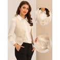 thumbnail image 2 of DARING DIVA Women's Button Up Steampunk Jacquard Sleeveless Suit Vest S Beige, 2 of 6
