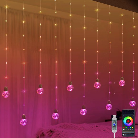 Luces de cortina YOLIGHT con forma de bola de deseos que cambia de color, 3,3 x 1 m, RGB