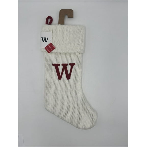 Target Wondershop White Knit Monogram Christmas Stocking 18" Initial Letter "W"