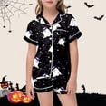 thumbnail image 2 of Halloween Pjs Girls 2 Piece Soft Silky Comfortabl Pajamas Short Sleeve Button-Down Top and Elastic Shorts, 2 of 5