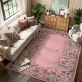 thumbnail image 4 of Wonnitar 6x9 Floral Washable Rug, Pink Rugs for Girls Bedroom, Soft Low Pile Living Room Area Rug, Non-Slip Throw Carpet for Nursery Playroom, 4 of 11