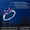 thumbnail image 2 of Gem Stone King 10K White Gold Blue Created Sapphire and Red Created Ruby 3 Stone Engagement Ring for Women | 2.30 Cttw | Cushion 7MM and 3MM (Size 9.5), 2 of 6