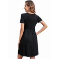 thumbnail image 5 of Women'S Short Sleeve Summer Dress Pleated Loose Swing Knee Length Dresses with Pockets, 5 of 9