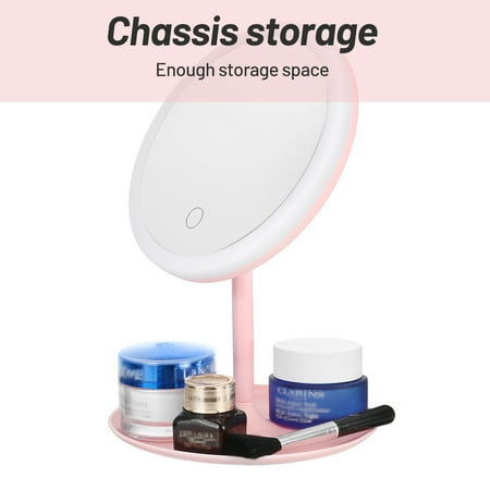 Portable Usb Led Light Makeup Mirror, Stand Up Mirror With Makeup Storage