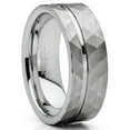 thumbnail image 1 of Mens Tungsten Ring Hammered Wedding Band Grooved Center Comfort-fit 8MM, 1 of 3