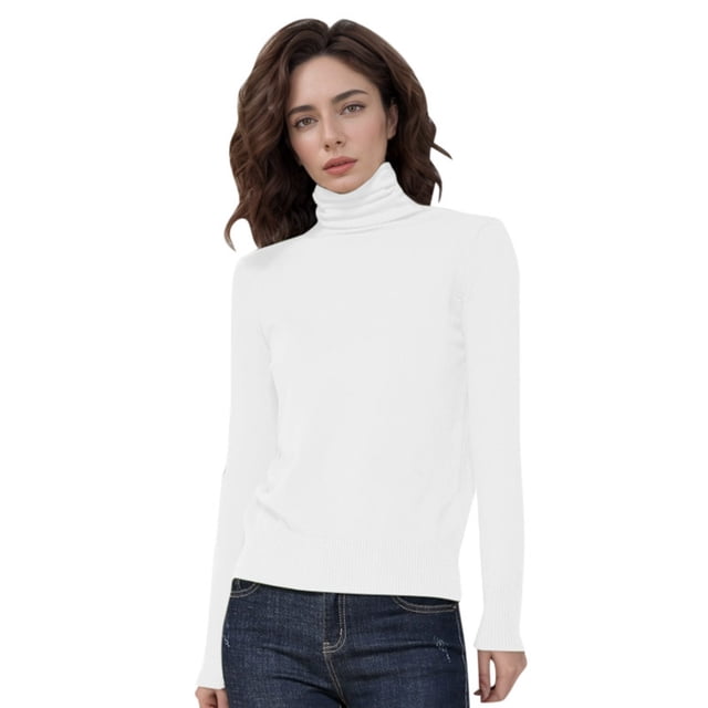 Women's Wool Seamless Turtleneck Knitted Pullover Sweater First Line Long Sleeve Top