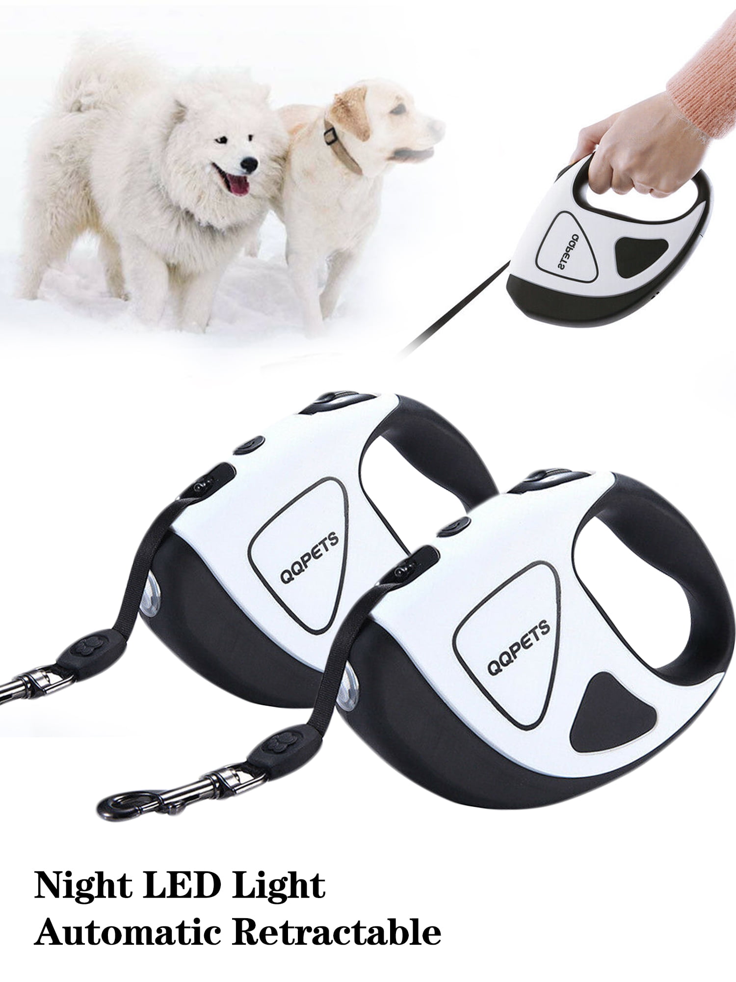 3M/5M Retractable Dog Leash Walking Leash with Flashlight LED Torch