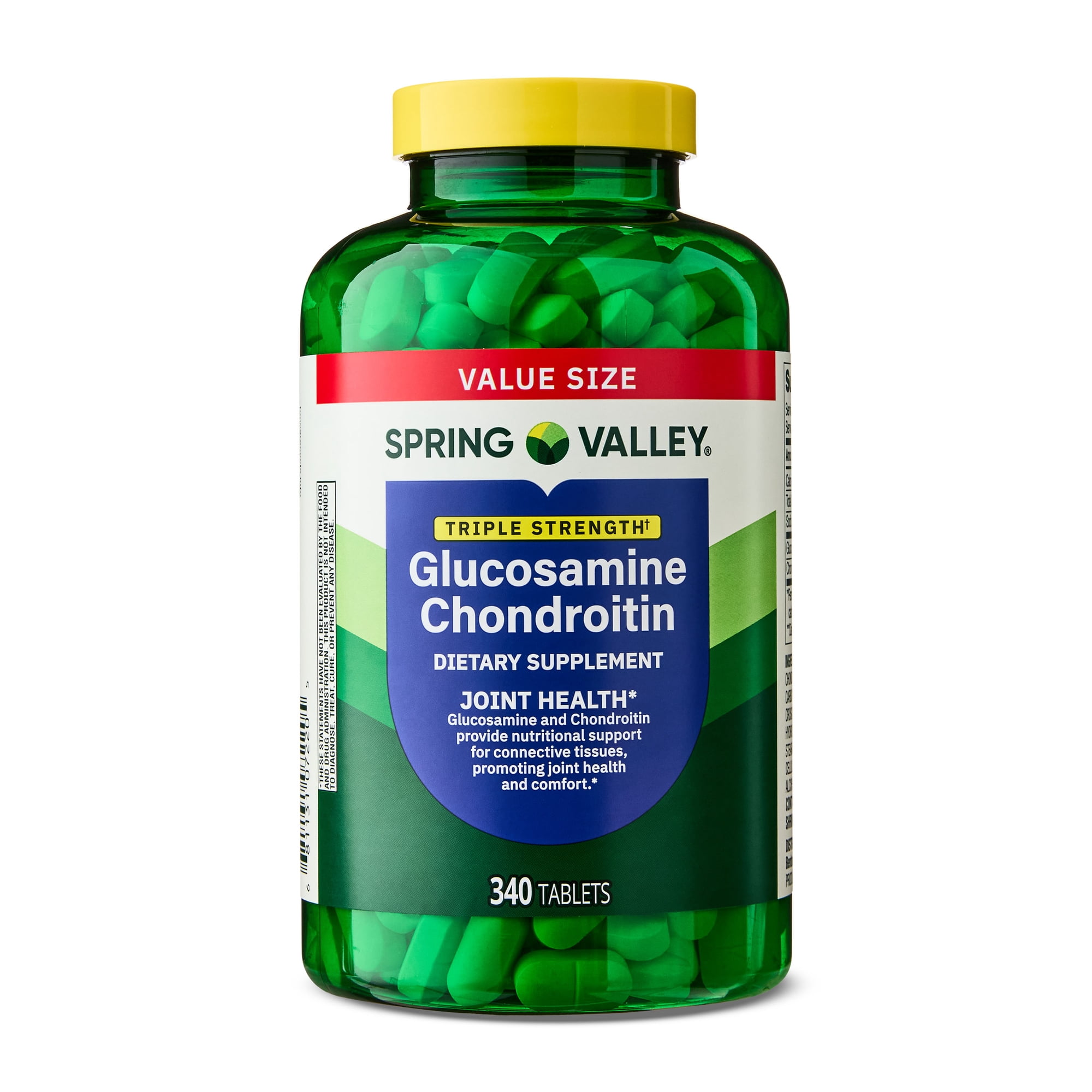 Spring Valley Triple Strength Glucosamine Chondroitin Tablets Dietary Supplement Value Size, 340 Count
