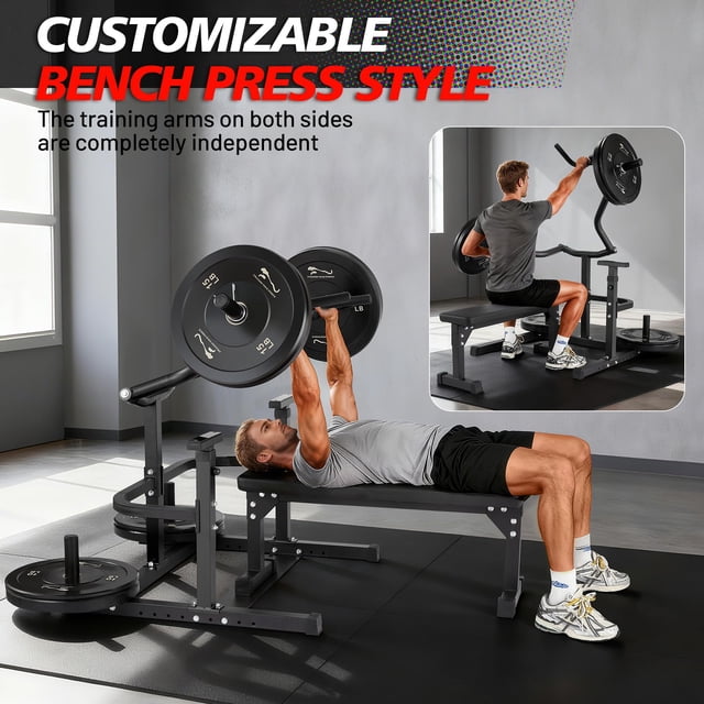 Heavy Duty Chest Press Machine – Independent Converging Arms–Adjustable Flat Bench–1250LBS Capacity–Smooth Steel Structure – Shoulder & Upper Body Training – Putter black with pedal upgraded version
