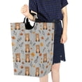 thumbnail image 4 of Yayeee Freestanding Laundry Hamper with Handle Collapsible Large Storage Basket for Clothes, Brown Cartoon Bears, 4 of 7