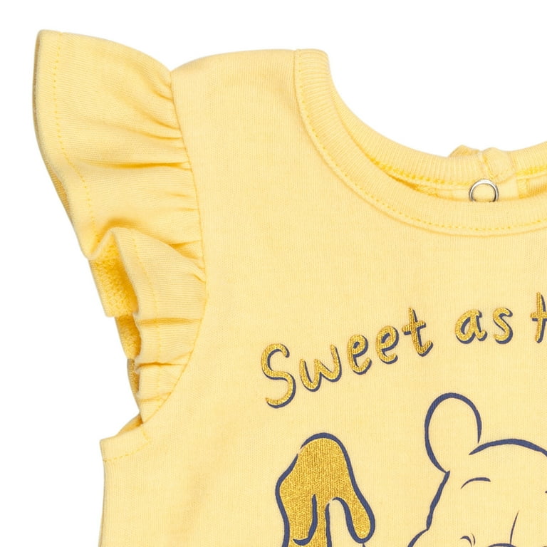 Disney Winnie the Pooh Baby Girls Onesie Romper Sun Hat, Newborn