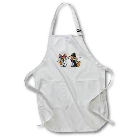 

3dRose Funny Red Fox Bride and Groom Wedding Art Medium Length Apron 22 by 24-inch With Pouch Pockets