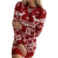 thumbnail image 1 of ITFABS Robe Tricotée de Noël pour Femmes, Pull à Manches Longues Jupe Courte, 1 of 8