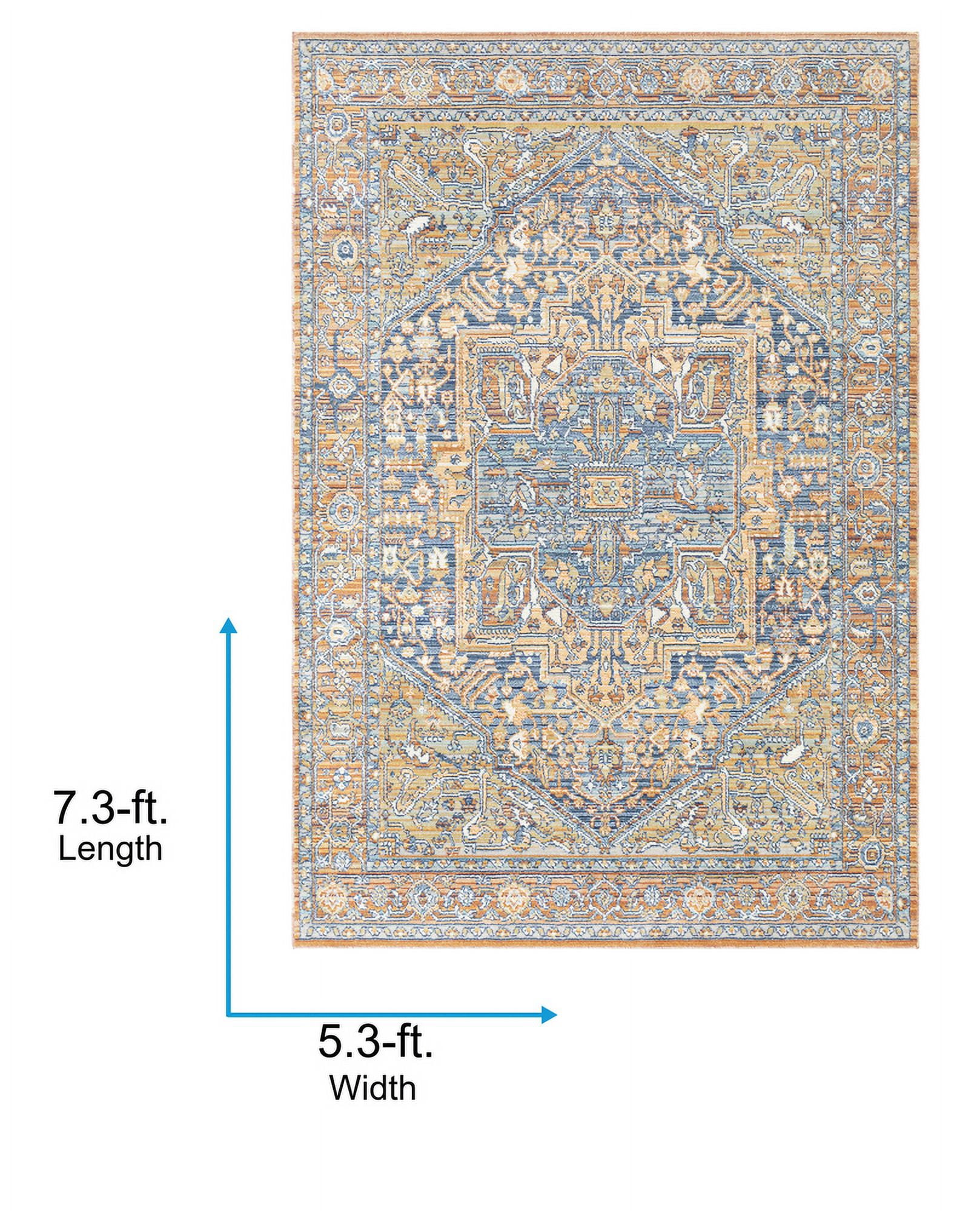 Livabliss Outdoor Rugs, 5x7 Bodrum Traditional Orange Area Rug for Patio, Porch, Deck, Backyard, Waterproof Indoor Outdoor Carpet (5'3" x 7'3")