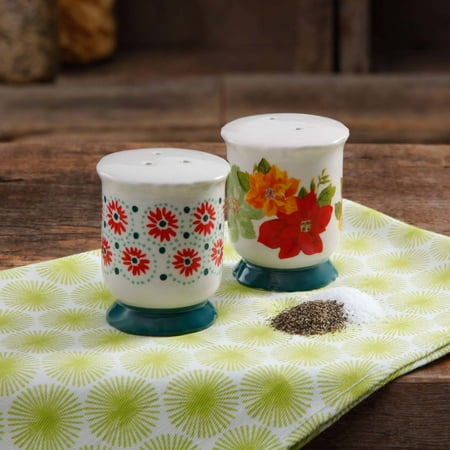 salt pioneer pepper woman footed poinsettia shaker