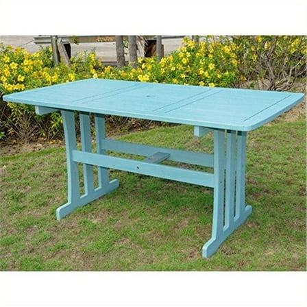 Acacia Dining Table 60x36 - Outdoor Patio Table with Umbrella Hole - Weather Resistant Table