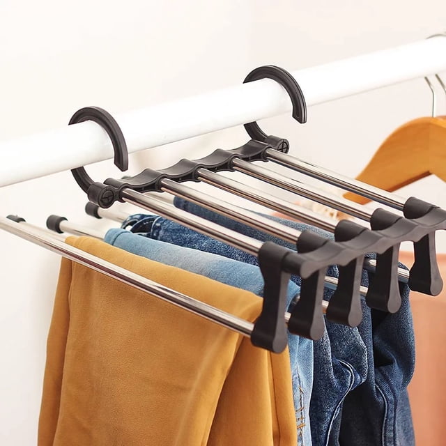 Trouser Hangers Multifunctional Trouser Rack Retractable Trouser Storage Rack Multifunctional Trouser Hangers Stainless Steel Hangers Home Multifunctional Foldable Trouser Rack