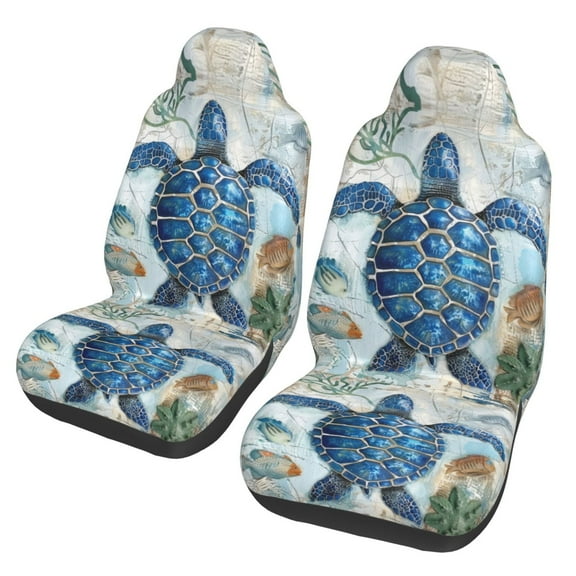 KAKALAD Blue Sea Turtle 01 Car Accessories Seat Covers Set Vehicle Seat Covers Universal Front Seats Protector 2 Pcs