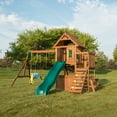 thumbnail image 2 of Swing-N-Slide Tioga Fort Wooden Backyard Swing Set with Wood Roof, Slide, Climbing Wall, and Swings, 2 of 5