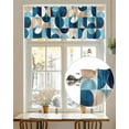 thumbnail image 7 of Blue Khaki Valances for Windows Nordic Retro Medieval Geometric Abstract Valance Rod Pocket Light Filtering Short Window Treatments Curtains for Kitchen Bathroom Living Room Bedroom, 60 x 18 Inch, 7 of 7