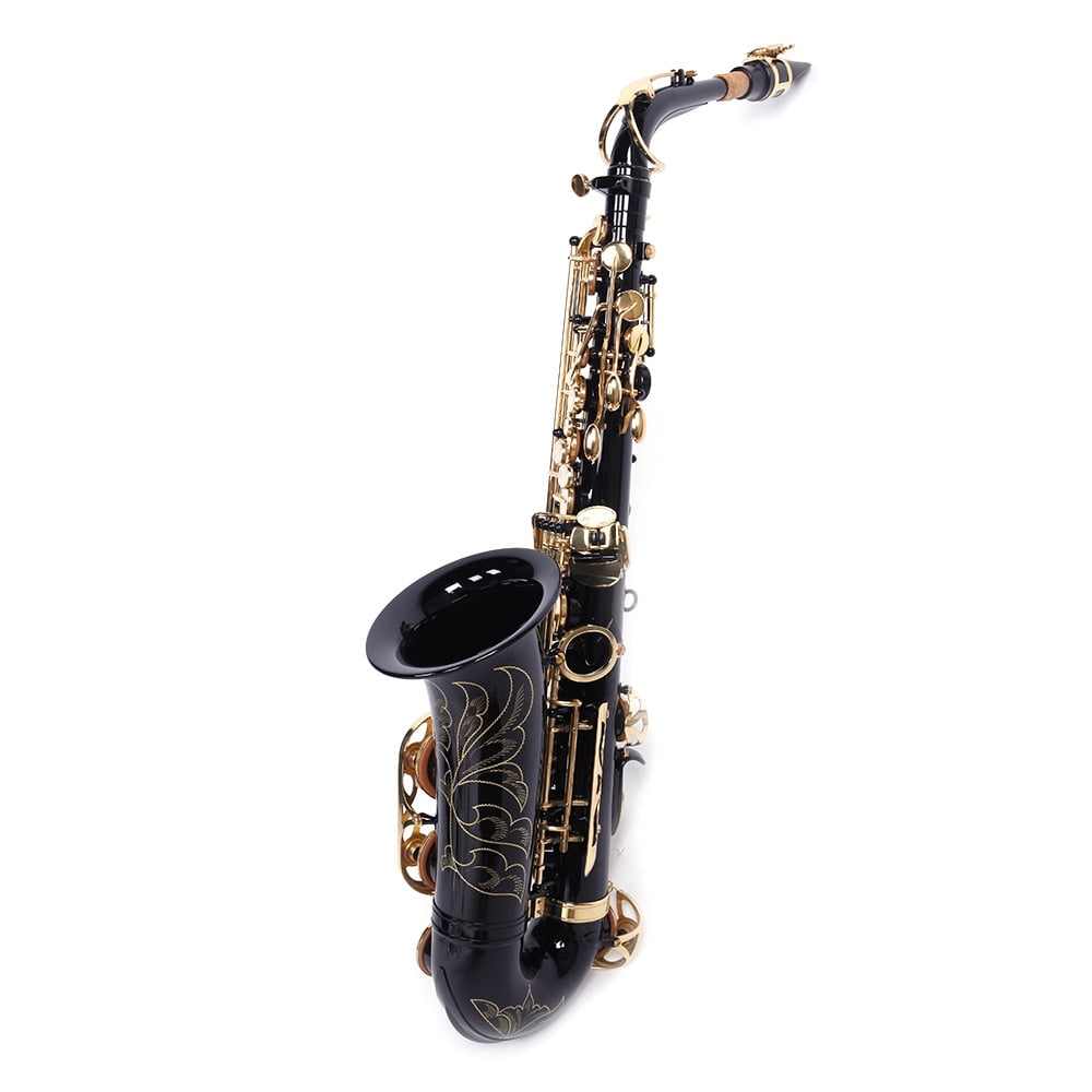 Tcbosik Alto Saxophone, Drop E Brass Sax Kit with Lubricants, Cleaning Cloth, Cleaning Brush, Carrying Case and Strap, Black