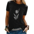 thumbnail image 1 of T-shirt Uni à Col Rond à Manches Courtes et Imprimé Pissenlit pour Femmes, 1 of 6