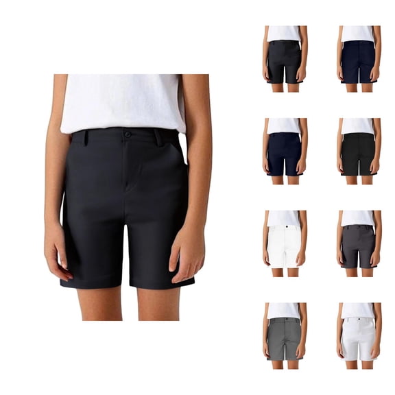 Boys Girls Dress Shorts with Pockets Summer Casual Lightweight Straight Leg Loose Shorts Kids School Uniform 4-18 Years