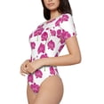 thumbnail image 2 of The Xecao Orchids Flowers Women's Crew Neck Body Suit, a short-sleeved bodysuit and basic swimsuit, both comfort and style for dating and daily life, 2 of 9