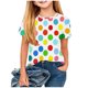 thumbnail image 2 of Blusas y camisas de manga corta con cuello redondo Camiseta estampada de manga corta para niños Cuello redondo Media manga Casual Versátil Top de poliéster para niñas, 2 of 5