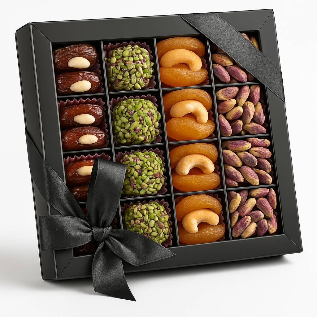 Andy Anand 24-Piece Gift Box: All-Natural Truffles and Stuffed Dates – Deliciously Healthy, No Sugar Added, Embracing Nature's Goodness 10.5 Oz, Ramadan. Fresh flown from Turkey, Shipped 2nd Day Air