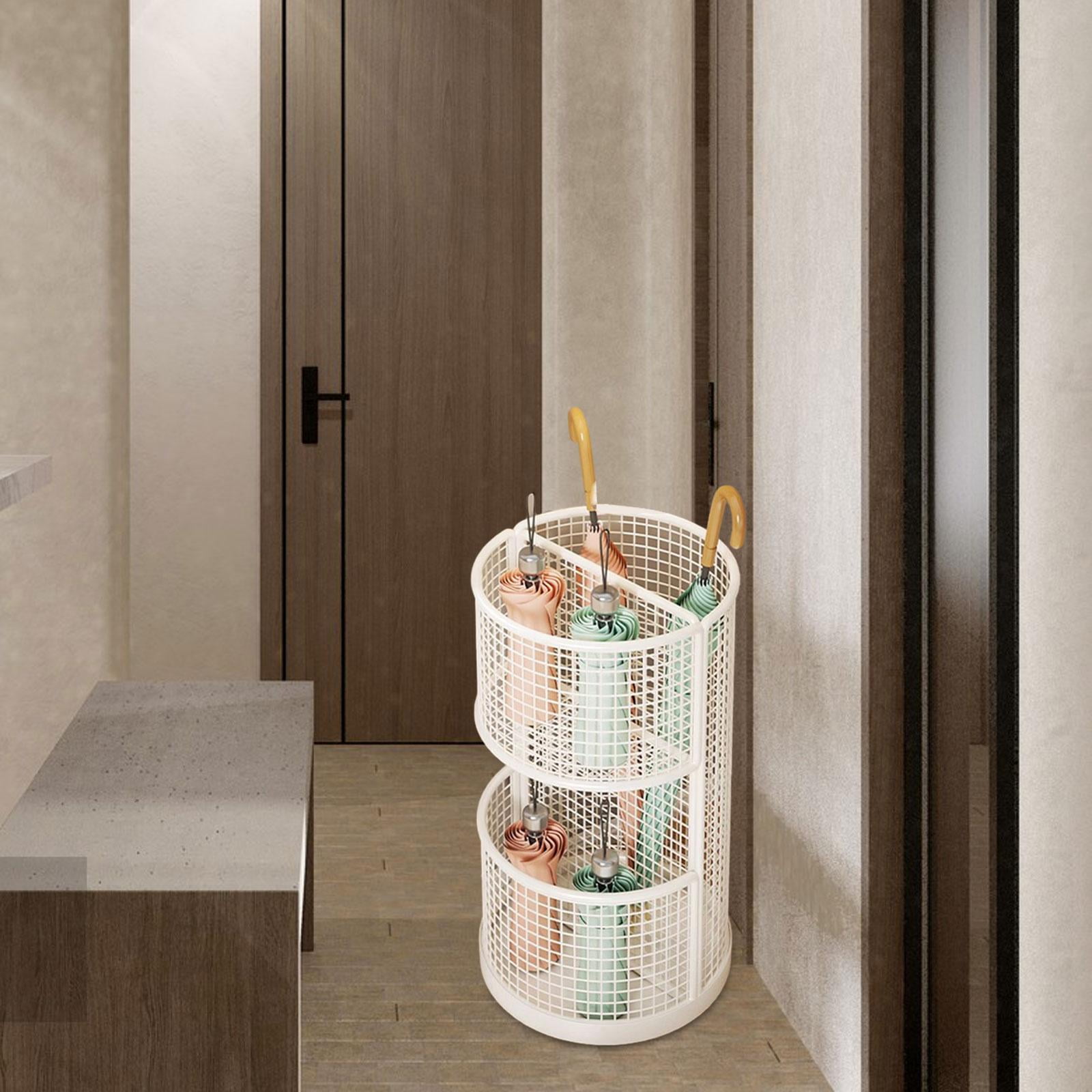 Fiocias Umbrella Stand Storage Rack Open Access Freestanding with Stable Base Convenient White