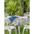 thumbnail image 3 of Outdoor Tablecloth with Umbrella Hole for Patio/Picnic/Party/Camping, Blue Starfish Coastal Waterproof Table Cloth Round Cover Washable, Nautical Summer Beach Ocean Coral (Dia 54"), 3 of 8