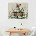thumbnail image 3 of Nawypu Easter Plaid Black Wall Art For Living Room/Bedroom, Canvas Bathroom Decor Wall Art Kitchen Office Framed Wood  Picture, Easter Basket Bunny Eggs Spring Leaves, 3 of 5