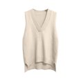 thumbnail image 3 of Ihhxva Knit Puffer Vest for Women V-Neck Sleeveless Sweater Solid Casual Layering Piece Office Everyday Wear, 3 of 6