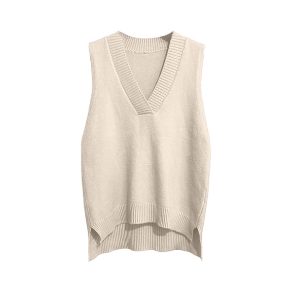 FAIWAD Womens V Neck Sweaters Vest Sleeveless Solid Color Pullover Fall Casual Knitted Tank Tops