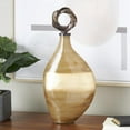 thumbnail image 2 of DecMode 9" x 19" Light Brown Glass Brushed Ombre Decorative Jars with Speckled Gold and Bronze Ring Top, 1-Piece, 2 of 9