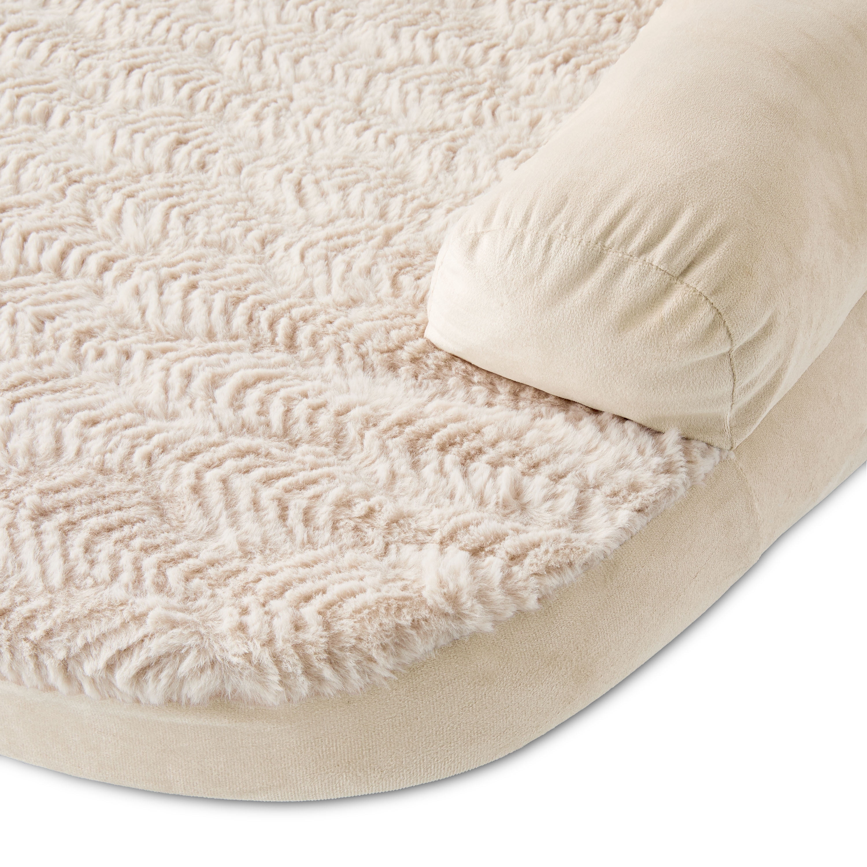 Vibrant Life Small Round Corner Sofa Style Dog Bed, Tan, 23" x 28"